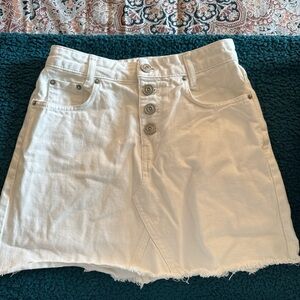 BDG White Button-Front Denim Skirt